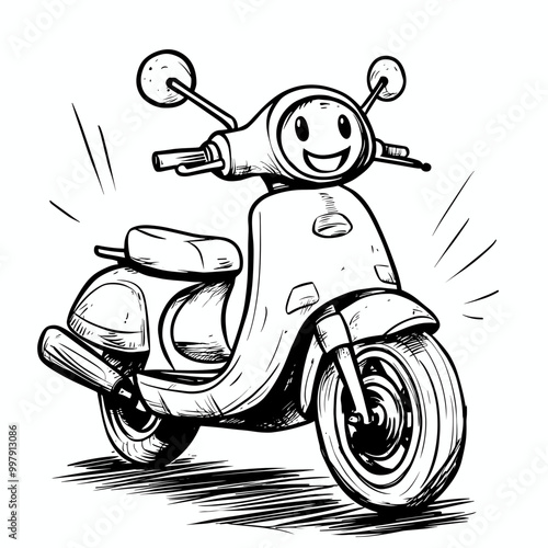 Cute Kawaii scooter Coloring Pages Kids