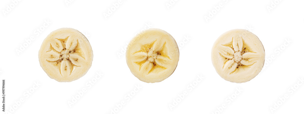 Banana sliced on a white background Banana sliced on a white background