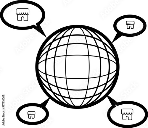 franchise agency company globe business management organization monoline silhouette