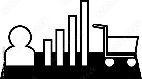 demand shopping chart business management organization monoline silhouette