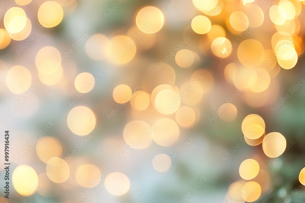 Obraz premium Soft golden bokeh lights on festive background