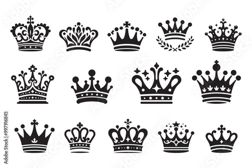 Crown silhouette vector illustrations