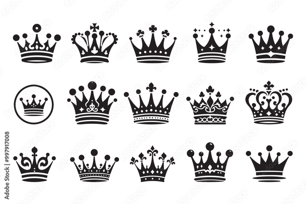 Crown silhouette vector illustrations Crown silhouette vector illustrations