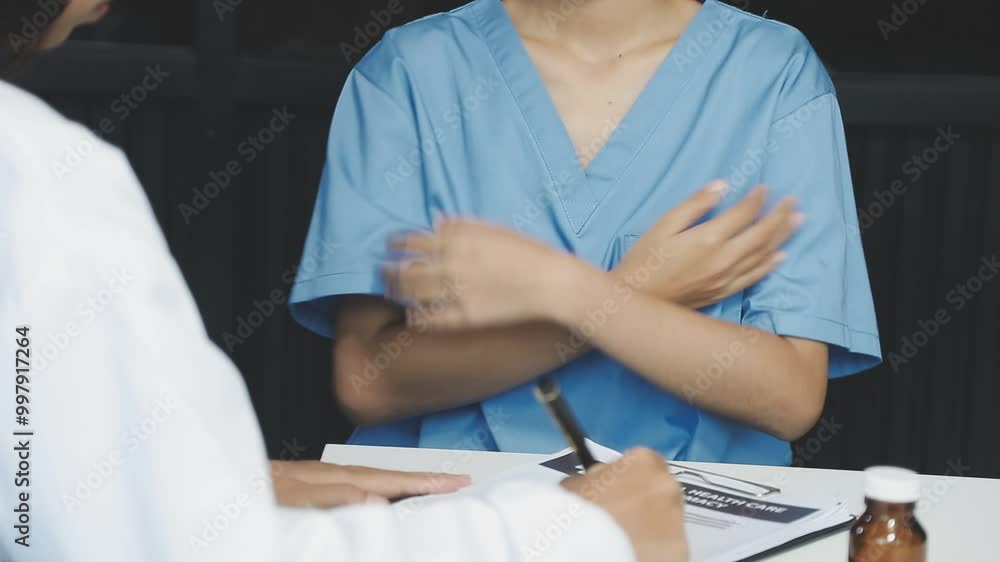 Doctor recommending medicines for her middle aged patient Doctor recommending medicines for her middle aged patient