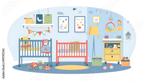 A room with a blue wall and a yellow dresser