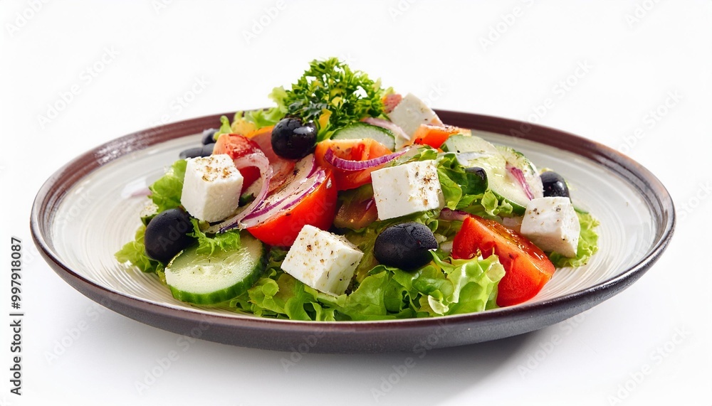 Colorful salad with tomatoes, cucumbers, and olives Colorful salad with tomatoes, cucumbers, and olives