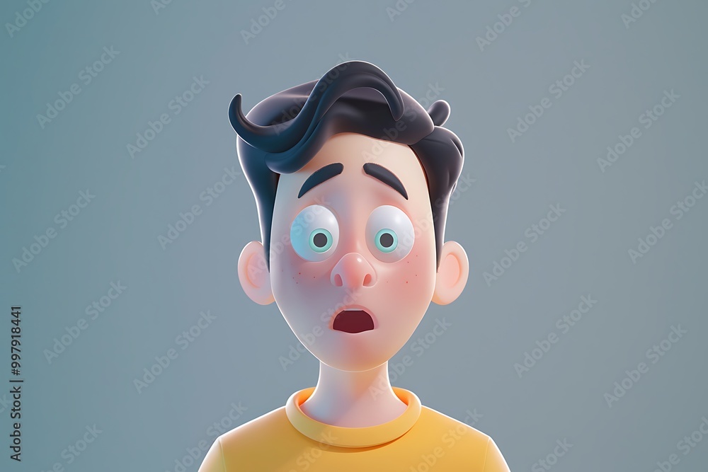 3D Illustration of a Shocked Cartoon Boy 3D Illustration of a Shocked Cartoon Boy