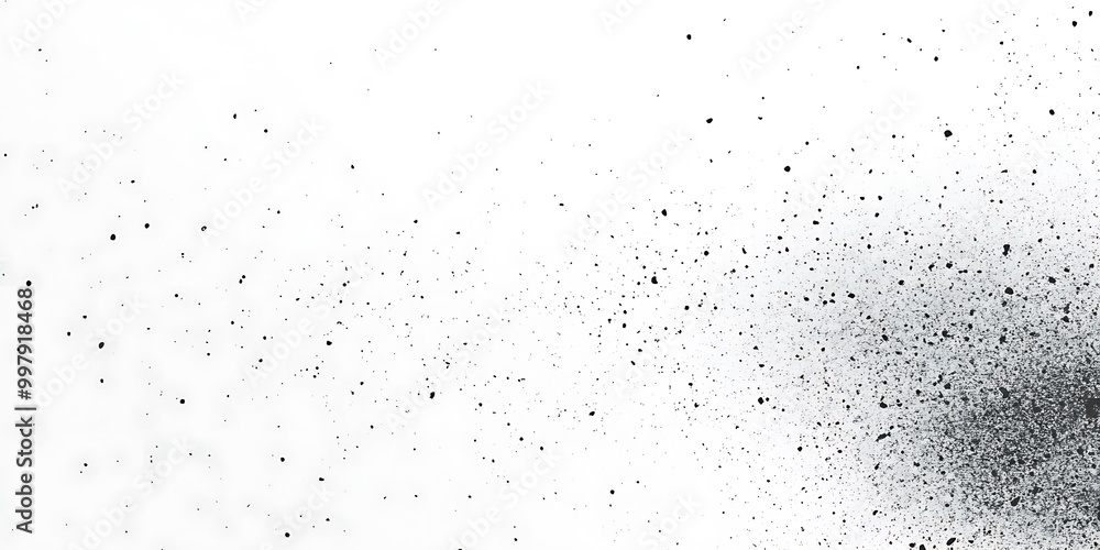 Naklejka premium Abstract black particles scattered on a white background.