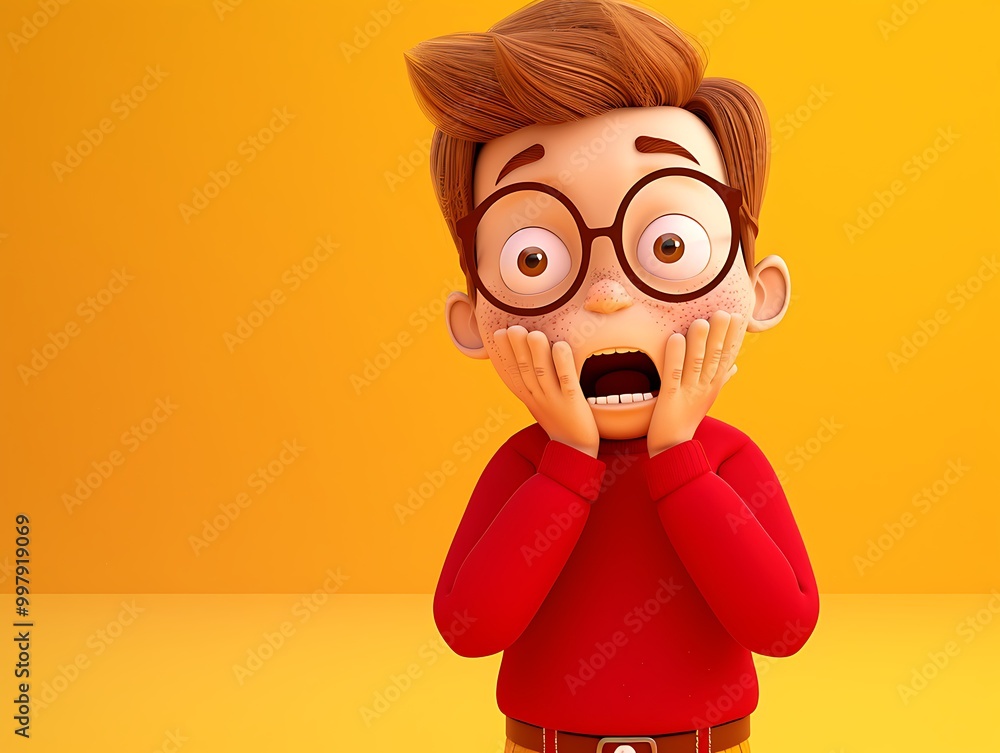 Surprised 3D Cartoon Boy Illustration Surprised 3D Cartoon Boy Illustration