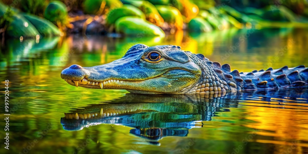 An alligator glides effortlessly through the pristine waters of the wetlands, showcasing its grace as it navigates the An alligator glides effortlessly through the pristine waters of the wetlands, showcasing its grace as it navigates the