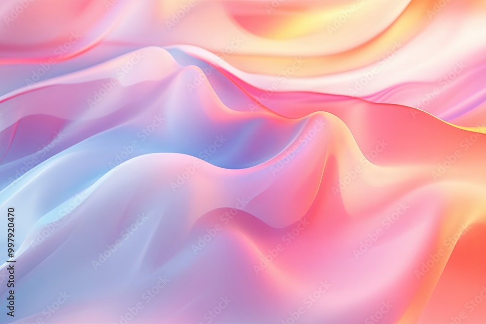 Fototapeta premium Abstract Wavy Pattern in Pastel Pink, Blue, and Yellow Hues