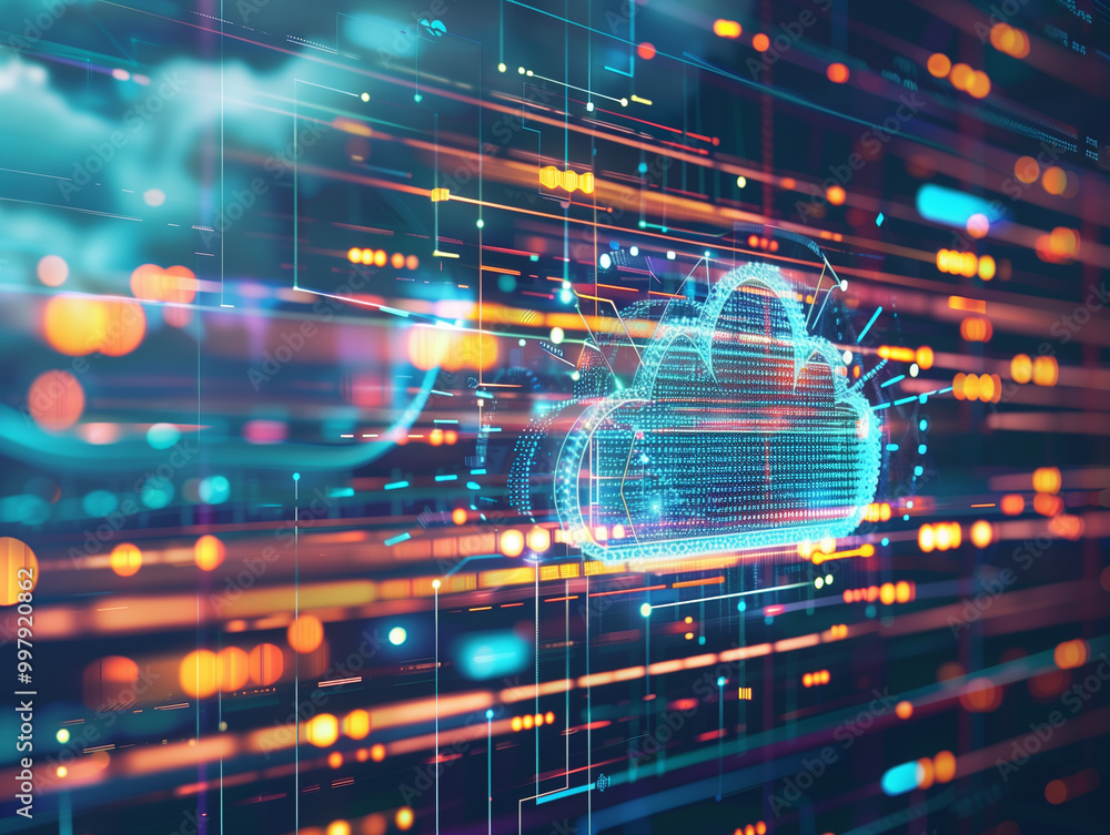 Obraz premium Cloud solutions - An abstract representation of cloud computing