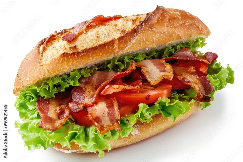 Name Initials. Bacon, Lettuce, and Tomato Sandwich on White Background Name Initials. Bacon, Lettuce, and Tomato Sandwich on White Background