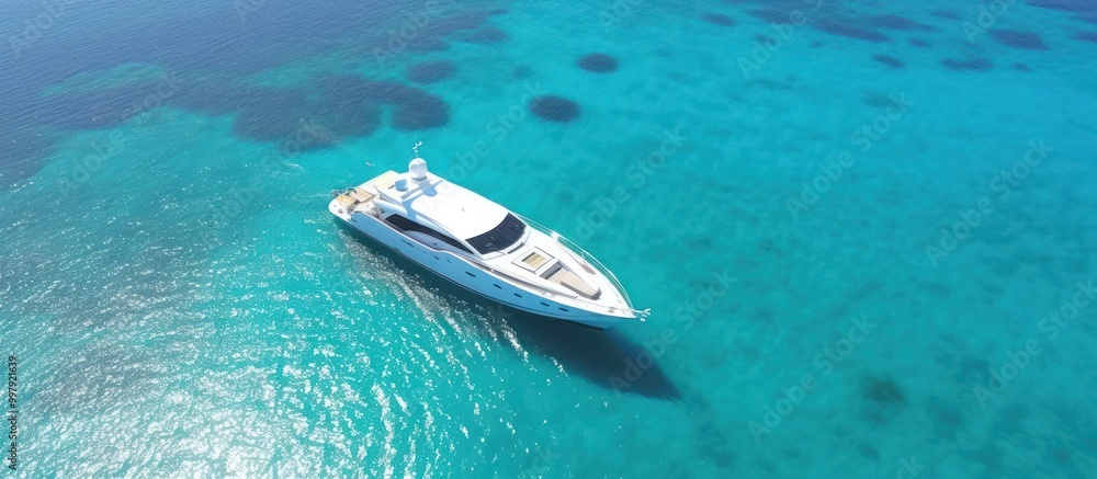 Fototapeta premium Luxury Yacht Anchored in Crystal Clear Waters