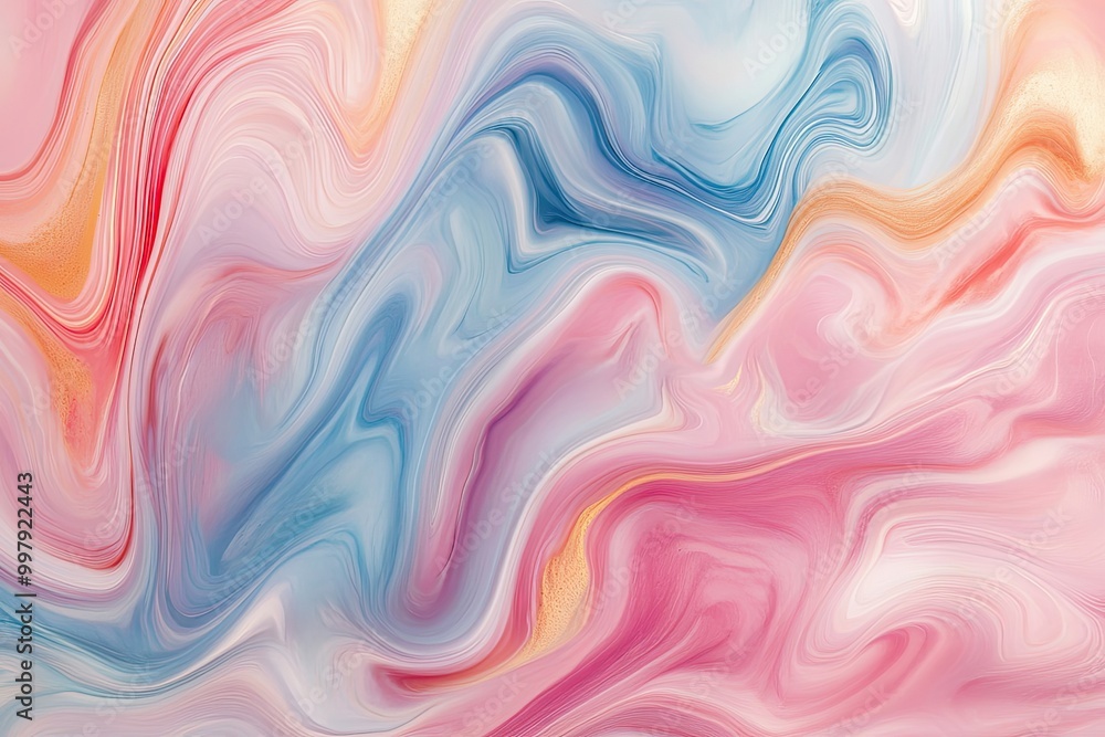 Obraz premium Abstract Swirling Pattern in Pink, Blue, and Gold Tones