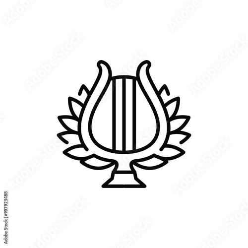 Lyre with laurel wreath icon. Simple lyre and laurel wreath icon for social media, app, and web design. Vector illustration