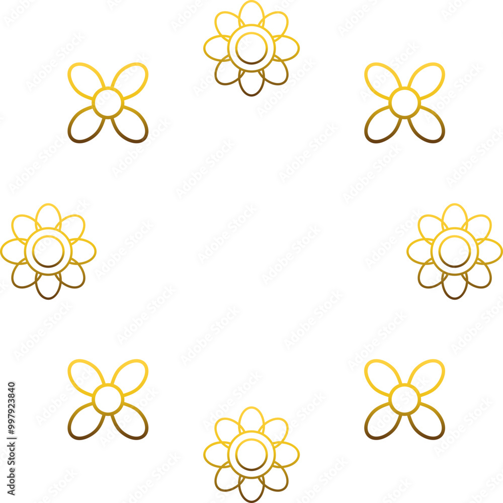 Naklejka premium Gold frame with leaf and flowers. 