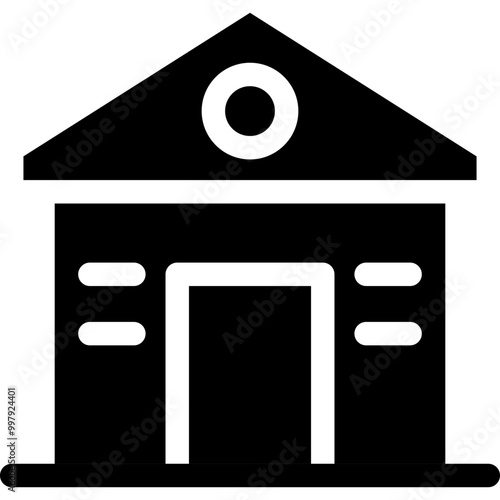 Police Station Building Simple Solid Icon