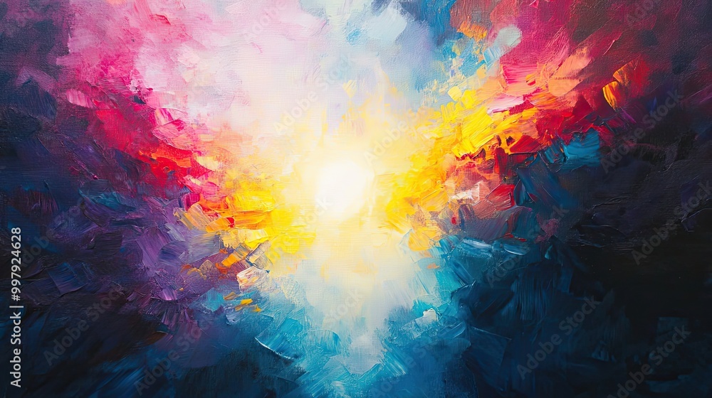 Fototapeta premium Abstract Painting with a Bright Center and Dark Edges