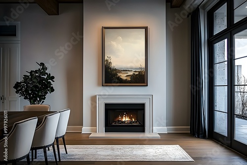 Wallpaper Mural A painting hanging on the wall in a dining room Torontodigital.ca