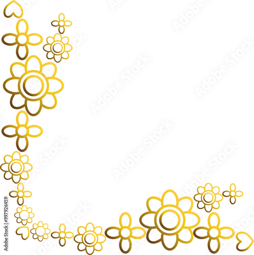 golden flowers border corner 