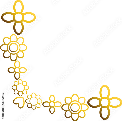 golden flowers border corner 