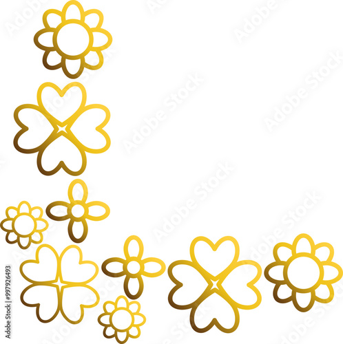 golden flowers border corner 