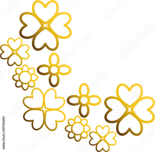 golden flowers border corner 