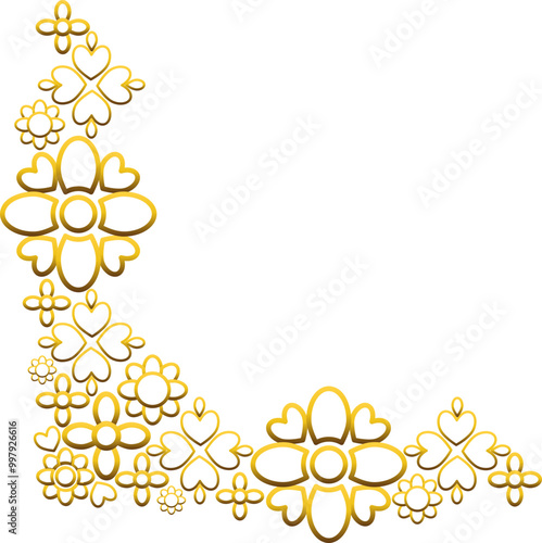 golden flowers border corner 