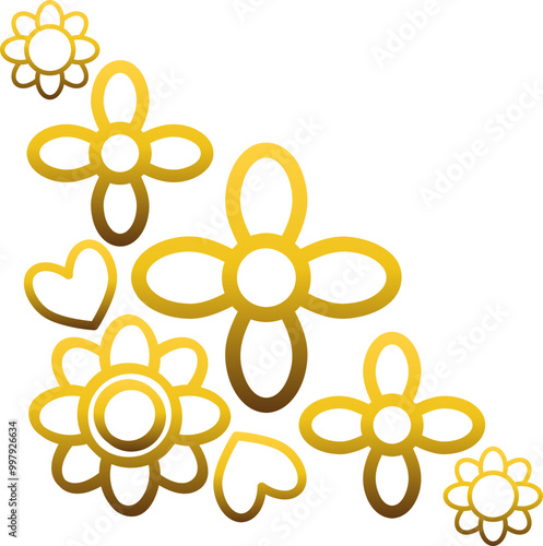 golden flowers border corner 