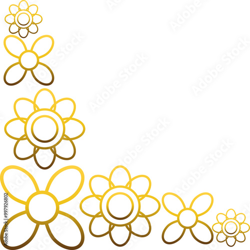golden flowers border corner 