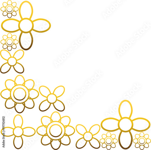 golden flowers border corner 
