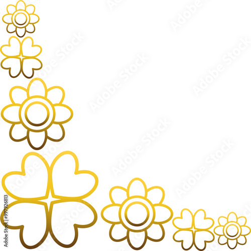 golden flowers border corner 