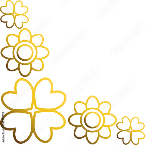 golden flowers border corner 