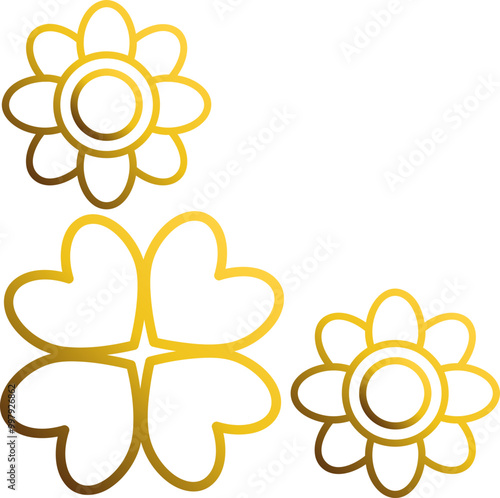 golden flowers border corner 