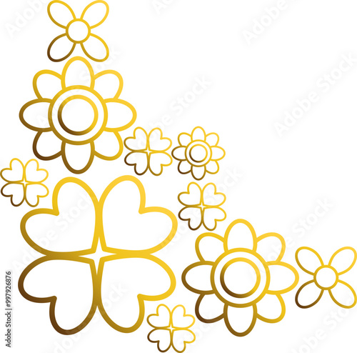 golden flowers border corner 