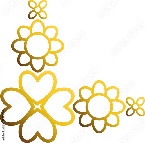 golden flowers border corner 