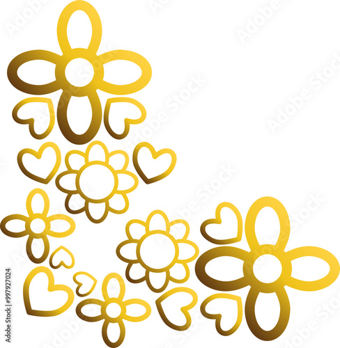 golden flowers border corner 