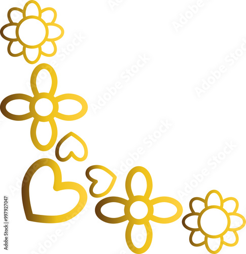 golden flowers border corner 