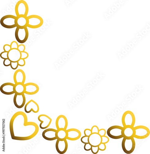golden flowers border corner 