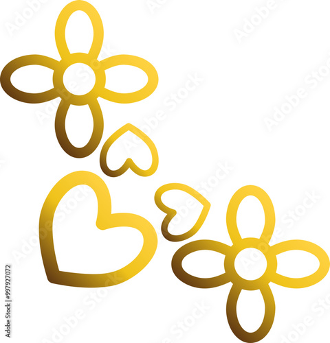 golden flowers border corner 