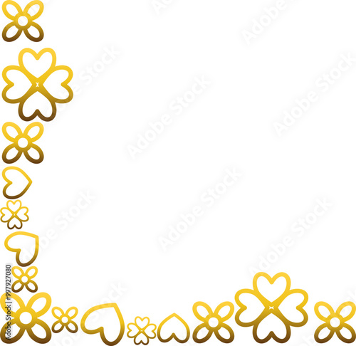golden flowers border corner 