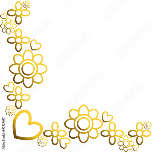 golden flowers border corner 
