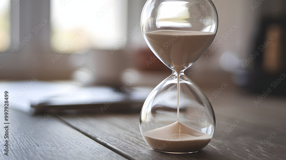 A close-up of an hourglass with the sand softly flowing, symbolizing the passage of time and the value of life's moments. (indicates World Day of Older Persons). A close-up of an hourglass with the sand softly flowing, symbolizing the passage of time and the value of life's moments. (indicates World Day of Older Persons).