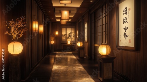 Wallpaper Mural A tastefully decorated hallway with traditional paper lanterns Torontodigital.ca