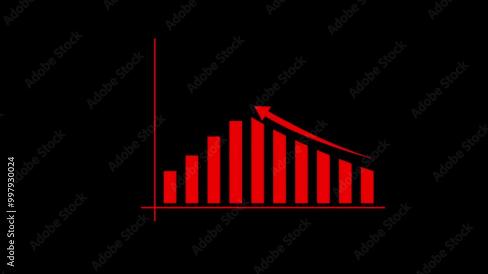 Abstract decreasing business graph chart animation background. business graph red collar animation .. Abstract decreasing business graph chart animation background. business graph red collar animation ..