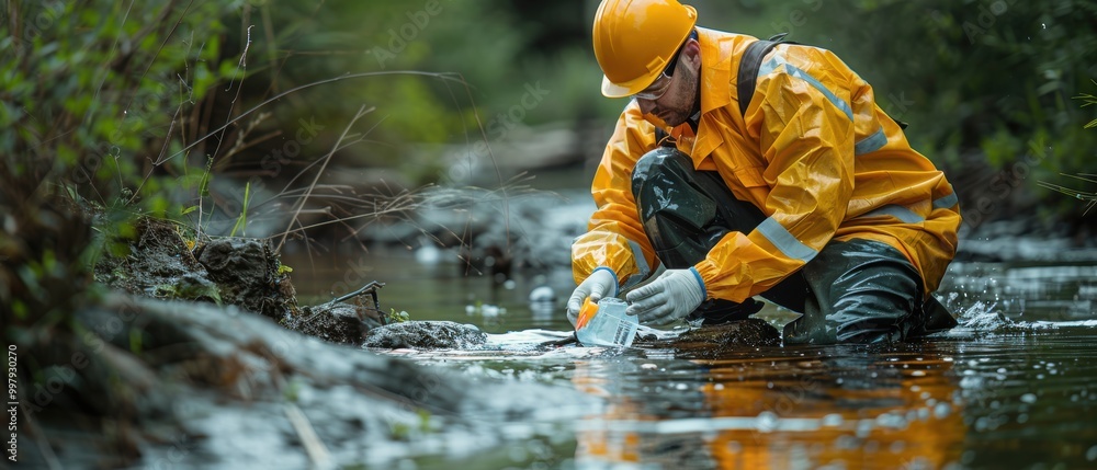 Scientist Collecting Water Samples in Nature Scientist Collecting Water Samples in Nature