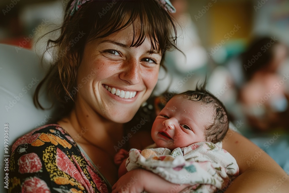 A mother holding her newborn baby. This photo captures the joy and love of new parenthood. A mother holding her newborn baby. This photo captures the joy and love of new parenthood.