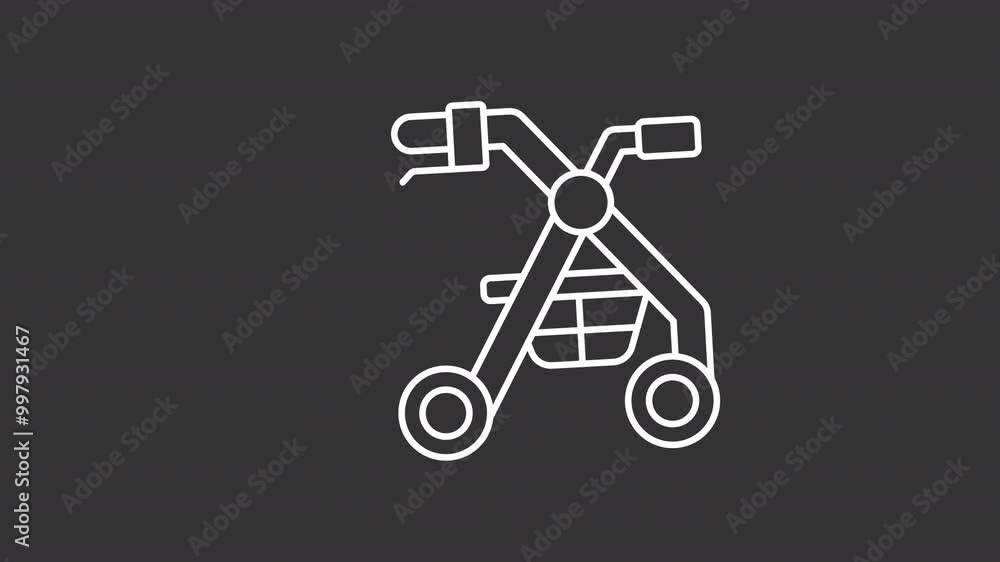 Animated walking aid white icon. Rollator line animation. Moving, riding. Seniors walker, mobility assistance. Isolated illustration on dark background. Transition alpha video. Motion graphic Animated walking aid white icon. Rollator line animation. Moving, riding. Seniors walker, mobility assistance. Isolated illustration on dark background. Transition alpha video. Motion graphic