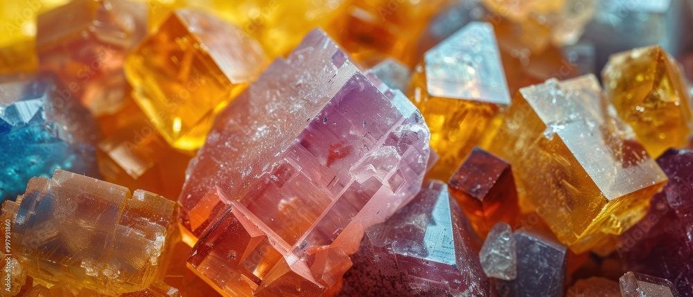 High-Resolution View of Colorful Raw Minerals High-Resolution View of Colorful Raw Minerals